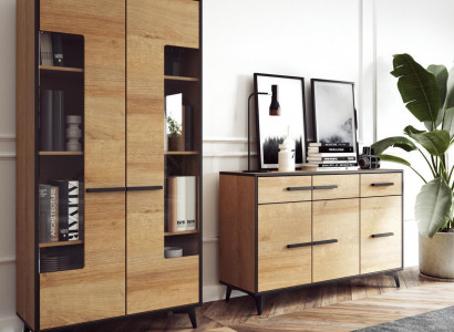 Design Kommoden Schrank Möbel Holz Luxus Wohnwand Sideboard Vitrine 2tlg. Set